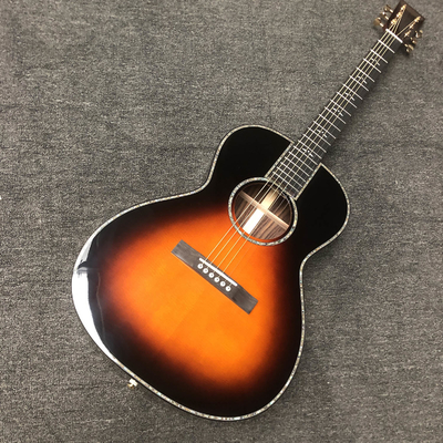 China. Cuerpo personalizado de 39 pulgadas Abalone Binding Sunburst Color Guitarra acústica Aceptar Guitarra, Amp, Pedal OEM proveedor