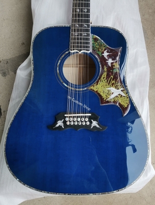China. Personalizado AAAAA 12 cuerdas Todas las palomas de madera sólida en vuelo Viper Azul guitarra folk acústica AAAA madera de abeto sólido proveedor