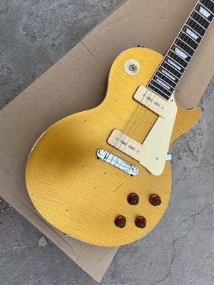 Guitarra eléctrica de estilo GB Les Paul LP con cuerpo dorado de caoba Cuello de arce Guitarra personalizada proveedor