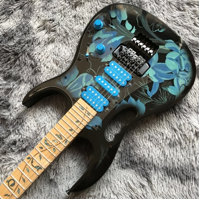 Guitarra eléctrica de estilo Ibanez Jem77p en patrón floral azul proveedor