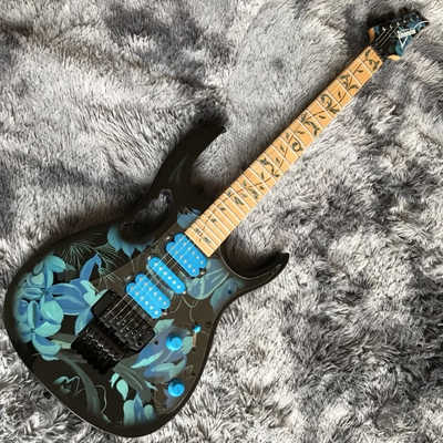 Guitarra eléctrica de estilo Ibanez Jem77p en patrón floral azul proveedor
