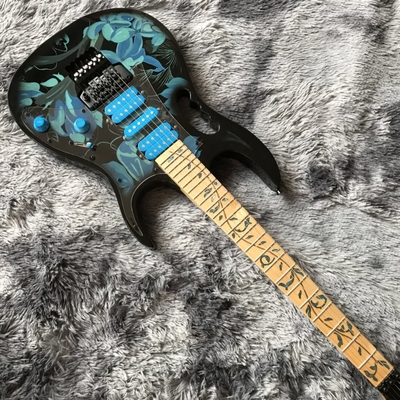 Guitarra eléctrica de estilo Ibanez Jem77p en patrón floral azul proveedor