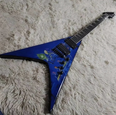 Fabrica personalizada cuerpo especial Azul Flying V guitarra eléctrica Hardware negro con una calidad superior proveedor