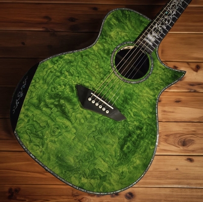 Guitarra acústica personalizada de 41 pulgadas Grand Style de 6 cuerdas de corte único en color verde transparente proveedor