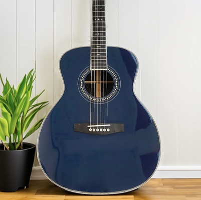Navy Blue Solid Solid East Indian Rosewood Back Side OM Guitarra acústica 000-14 Fret Top de abeto europeo proveedor
