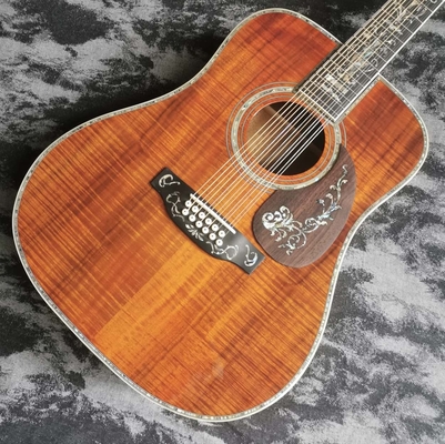 41 pulgadas 12 cuerdas de madera completa KOA D45 serie de laca brillante guitarra acústica de madera proveedor