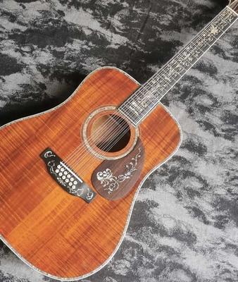 41 pulgadas 12 cuerdas de madera completa KOA D45 serie de laca brillante guitarra acústica de madera proveedor