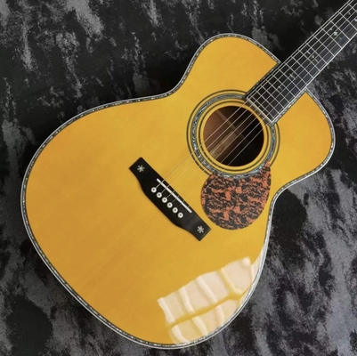 Guitarra acústica amarilla de madera maciza de 40 pulgadas de la serie OM42 estilo guitarra Martin proveedor