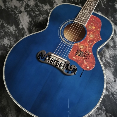 43 pulgadas serie J200 azul fantasma de agua pintura brillante abulón incrustada guitarra acústica proveedor