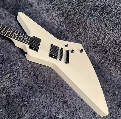 Guitarra eléctrica Explorer con tablero de madera de rosa, color blanco crema, de alta calidad proveedor