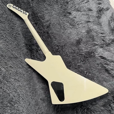 Guitarra eléctrica Explorer con tablero de madera de rosa, color blanco crema, de alta calidad proveedor