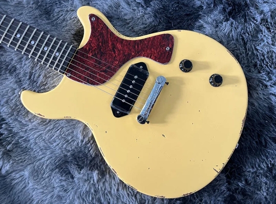 Guitarra eléctrica personalizada de estilo GB hecha a mano Reliquia pesada de color amarillo Pickup P90 proveedor