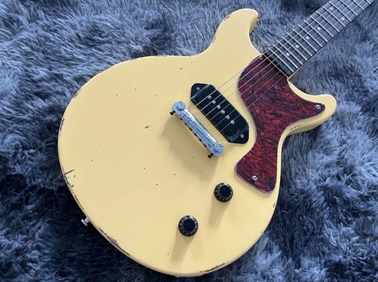 Guitarra eléctrica personalizada de estilo GB hecha a mano Reliquia pesada de color amarillo Pickup P90 proveedor