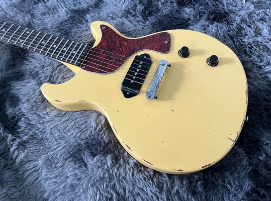 Guitarra eléctrica personalizada de estilo GB hecha a mano Reliquia pesada de color amarillo Pickup P90 proveedor