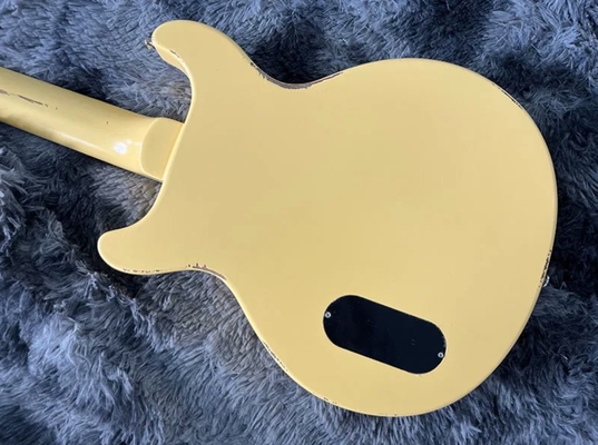 Guitarra eléctrica personalizada de estilo GB hecha a mano Reliquia pesada de color amarillo Pickup P90 proveedor