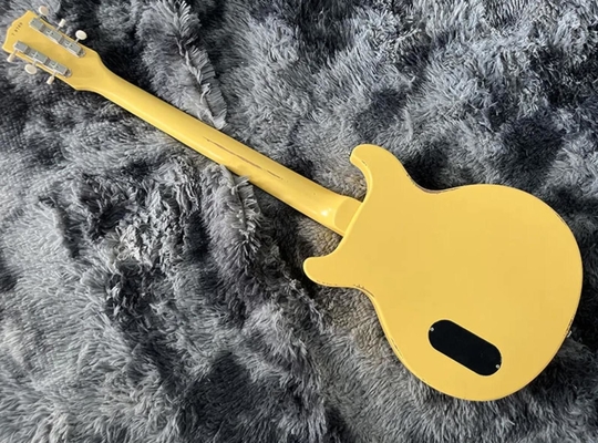 Guitarra eléctrica personalizada de estilo GB hecha a mano Reliquia pesada de color amarillo Pickup P90 proveedor