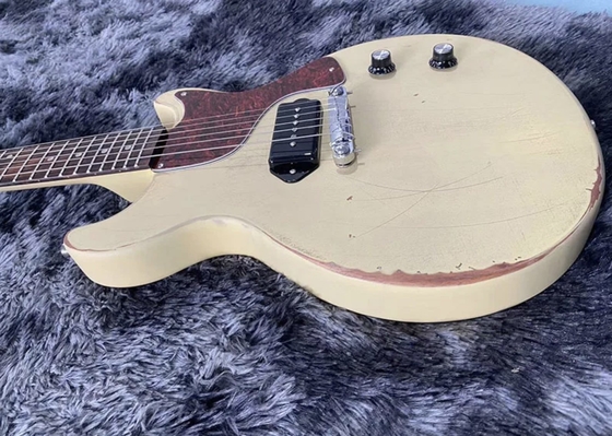 Guitarra eléctrica personalizada GB Junior Color Blanco de leche 1 P90 Pickup hecha a mano pesada reliquia de caoba Cuerpo y cuello proveedor