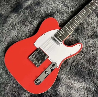 Guitarra eléctrica Tele personalizada, cuerpo de caoba, color rojo, doble unión, Fretboard de madera de rosa, 6 cuerdas, 22 fretes, Dropship proveedor
