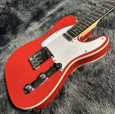 Guitarra eléctrica Tele personalizada, cuerpo de caoba, color rojo, doble unión, Fretboard de madera de rosa, 6 cuerdas, 22 fretes, Dropship proveedor