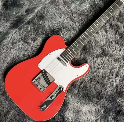Guitarra eléctrica Tele personalizada, cuerpo de caoba, color rojo, doble unión, Fretboard de madera de rosa, 6 cuerdas, 22 fretes, Dropship proveedor