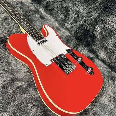Guitarra eléctrica Tele personalizada, cuerpo de caoba, color rojo, doble unión, Fretboard de madera de rosa, 6 cuerdas, 22 fretes, Dropship proveedor