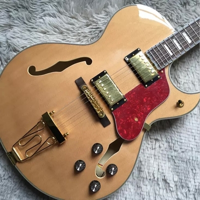 Guitarra eléctrica personalizada Hollow Byrdland Color de madera Oro Hardware Archtop proveedor