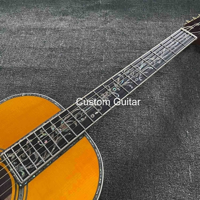 6 cuerdas personalizadas OEM de madera maciza guitarra acústica OO de 38 pulgadas cuerpo de ébano puente proveedor