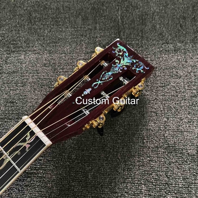 6 cuerdas personalizadas OEM de madera maciza guitarra acústica OO de 38 pulgadas cuerpo de ébano puente proveedor