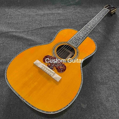6 cuerdas personalizadas OEM de madera maciza guitarra acústica OO de 38 pulgadas cuerpo de ébano puente proveedor