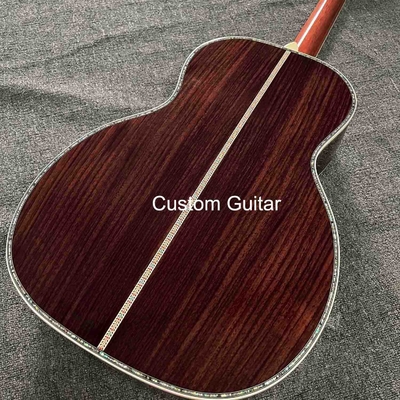 6 cuerdas personalizadas OEM de madera maciza guitarra acústica OO de 38 pulgadas cuerpo de ébano puente proveedor