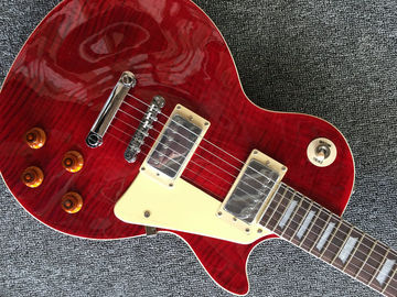 Venta al por mayor lp tienda personalizada color rojo guitarra eléctrica madera de rosa Fretboard China fábrica de guitarra envío gratuito proveedor