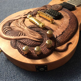 Guitarra personalizada, dibujo de dragón tallado, tablero de ébano, envío gratuito proveedor