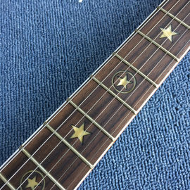 Nueva guitarra eléctrica LP de alta calidad, cuerpo negro con cinco estrellas puntiagudas, envío gratis. proveedor