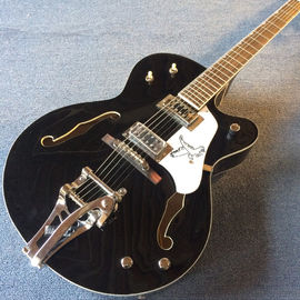 Guitarra eléctrica de jazz de cuerpo hueco, agujero doble F, sistema de tremolo, guitarra de jazz negra de alta calidad proveedor