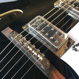 Guitarra eléctrica de jazz de cuerpo hueco, agujero doble F, sistema de tremolo, guitarra de jazz negra de alta calidad proveedor