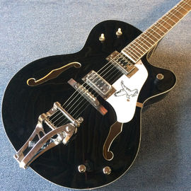 Guitarra eléctrica de jazz de cuerpo hueco, agujero doble F, sistema de tremolo, guitarra de jazz negra de alta calidad proveedor