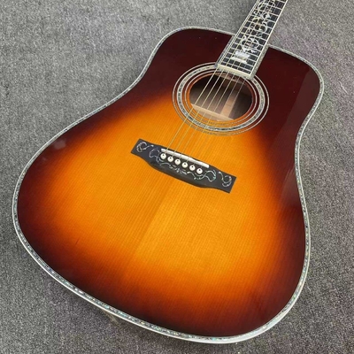 41 pulgadas Tipo D Sunburst Maligno abeto guitarra acústica Abalone Ebony Fingerboard proveedor