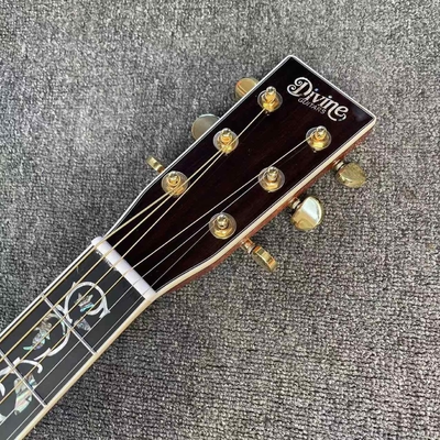 41 pulgadas Tipo D Sunburst Maligno abeto guitarra acústica Abalone Ebony Fingerboard proveedor