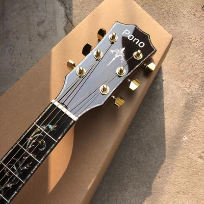 Personalizado Todo KOA Madera 40 pulgadas PS14 Tipo Cutaway Guitarra acústica Abalone Árbol de la Vida Ebony con logotipo personalizado en Headsto proveedor
