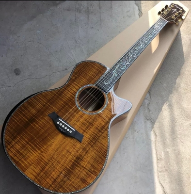 Personalizado Todo KOA Madera 40 pulgadas PS14 Tipo Cutaway Guitarra acústica Abalone Árbol de la Vida Ebony con logotipo personalizado en Headsto proveedor