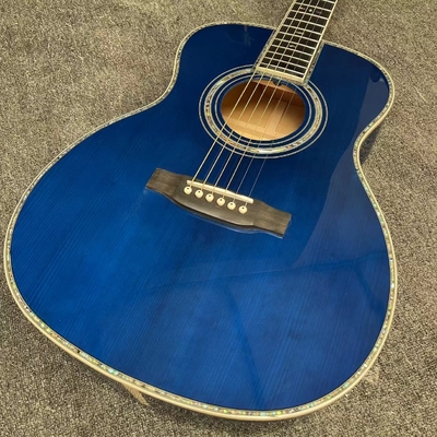 Guitarra acústica con doble ecuación electrónica en color azul proveedor