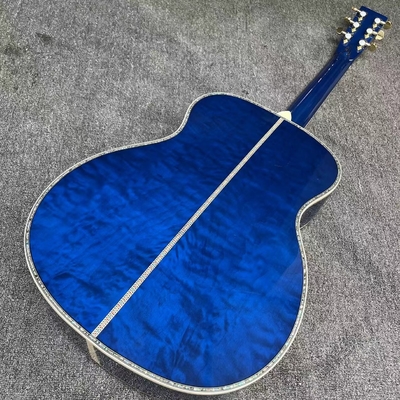 Guitarra acústica con doble ecuación electrónica en color azul proveedor