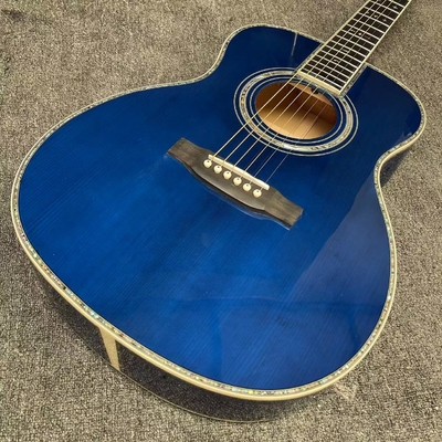 Guitarra acústica con doble ecuación electrónica en color azul proveedor
