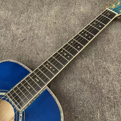 Guitarra acústica con doble ecuación electrónica en color azul proveedor