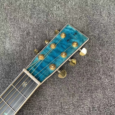 Guitarra acústica con doble ecuación electrónica en color azul proveedor