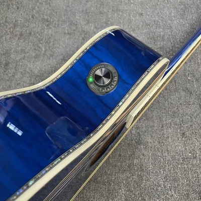 Guitarra acústica con doble ecuación electrónica en color azul proveedor