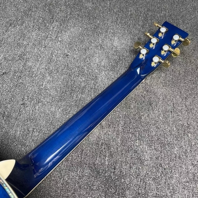 Guitarra acústica con doble ecuación electrónica en color azul proveedor
