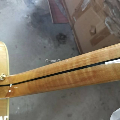 Consolidado a medida 43 pulgadas Jumbo Salón Guitarra acústica Arce de fuego Puente lateral de ébano proveedor