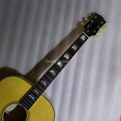 Consolidado a medida 43 pulgadas Jumbo Salón Guitarra acústica Arce de fuego Puente lateral de ébano proveedor