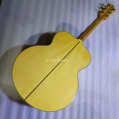 Consolidado a medida 43 pulgadas Jumbo Salón Guitarra acústica Arce de fuego Puente lateral de ébano proveedor